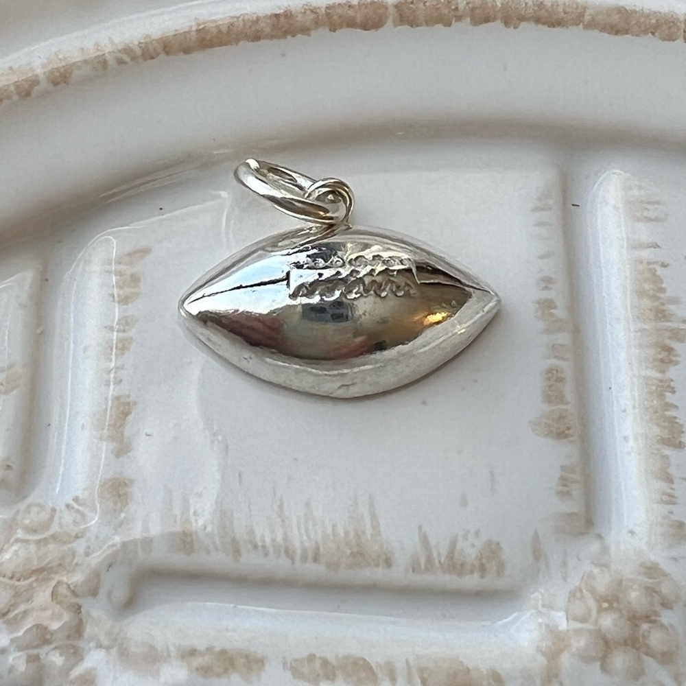 Vintage Sterling Silver Football Charm Pendant 925 NOS Sports